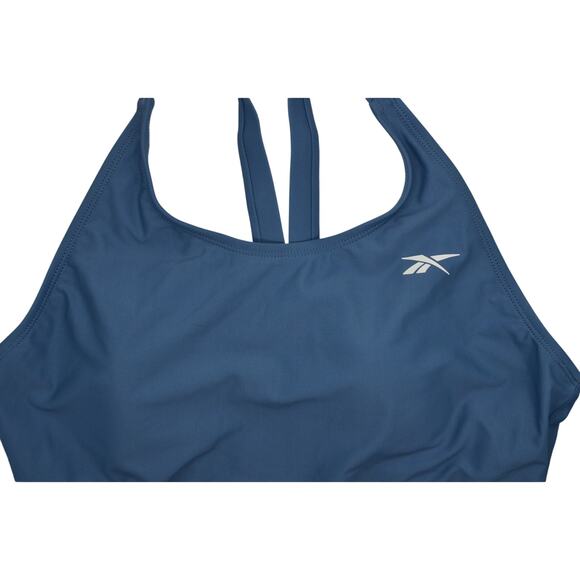 Reebok Women's High Neck Athletic One Piece Swimsuit in Slate Blue - Picture 2 of 6